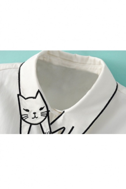art-is-art-is-art:  cat embroidery shirt 