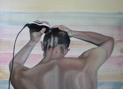 bloghqualls:  houndeye:    Tristan Pigott   Man Shaving oil on
