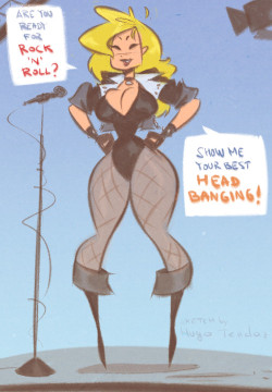 Black Canary - Ready for Head Banging - Cartoon PinUp SketchHope