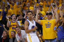 nba:    Stephen Curry of the Golden State Warriors celebrates