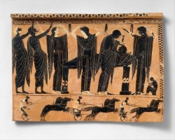 didoofcarthage: Black-figure funerary plaque with scenes of prothesis