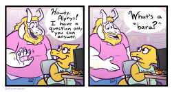 aliceapprovesart:  Asgore Asks Alphys About Anime Two things: