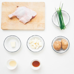 frenchcuisse:  INGREDIENTS Duck leg, chives, butter, cheese curds,