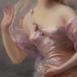 die-rosastrasse:  Pink in paintings of women. Edouard Bisson; Talbot