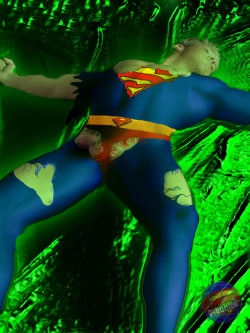 and a secondSuperboy tortured and weak by intense kryptonite