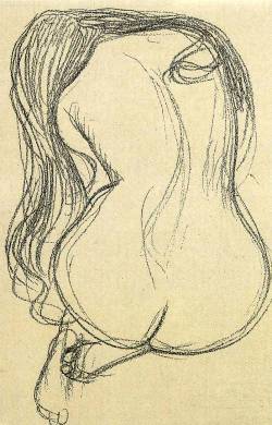 dappledwithshadow:  Seated Nude, Back View Gustav Klimt, s.d.