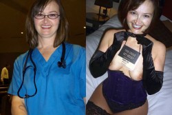 smokinhotwives:  nude-wives-and-girlfriends-naked:  Being the boss had several perks, Jenny was one of them  Another naughty nurse! 