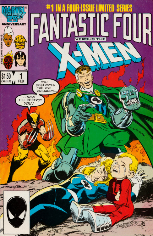Fantastic Four vs. the X-Men No. 1 (Marvel, 1987). Cover art by John Bogdanove and Terry Austin.