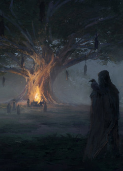 fantasyartwatch:  Gathering at Odin’s Tree by Mateusz Katzig