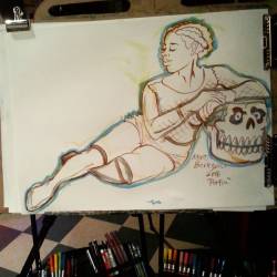 Drawing at Dr. Sketchy’s! Thanks Portia!  Skulls always.