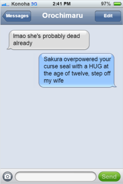 textingninjasofkonoha:  Sasuke is defending his wifey, now if