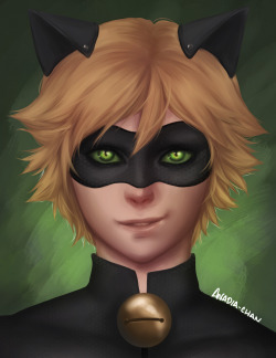 anadia-chan:  I needed to paint Chat Noir. I’m hopelessly obsessed,