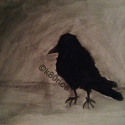 #watercolor #paint #painting #crow #blackbird #bird #art #black