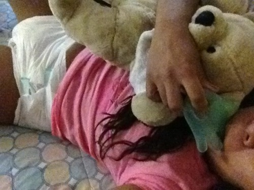 Playing with teddy :3