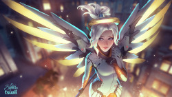 tsuaii:  Mercy from Overwatch! Painted together with my girlfriend