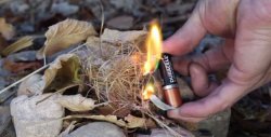 mizar113:  Make fire with battery and gum wrapper paper touching