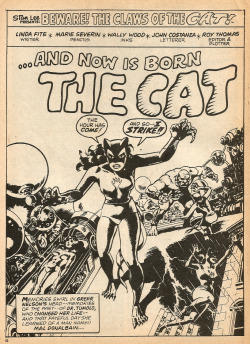 Splash page from Beware! The Claws of The Cat!. Art by Marie