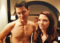 famousmeat:  Michael J. Willett & Cameron Moulène in bisexual threesome with Katie Stevens on Faking It 