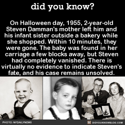 did-you-kno:  On Halloween day, 1955, 2-year-old Steven Damman’s