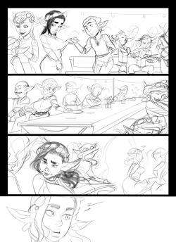 Sketches for this week’s pages. Thse group scenes are killing