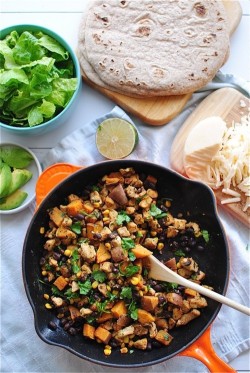 in-my-mouth:  Chicken, Black Bean and Sweet Potato Tacos  