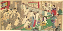 organicbody:  Bathhouse, 1868 - woodblock printOchiai Yoshiiku