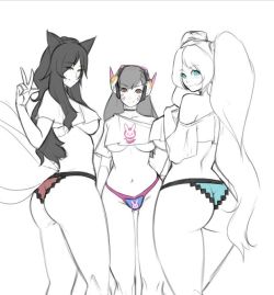 raccoon-in-disguise:  Day 24 - Ahri, Dva and Sona  4 more to