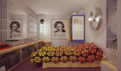  Room interior of Alex DeLarge.   [A Clockwork Orange, dir. Stanley
