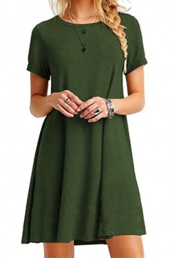 justtreatyou: Tumblr Trendy Dresses  Round Neck Plain Mini Swing