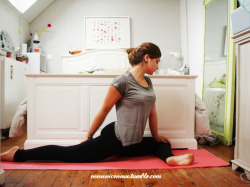 yogawithmayon:  Pigeon pose progress ! My leg forms a 90 degree