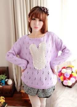 okaywowcool:  lace rabbit sweater - ย.50
