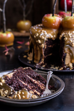 wistfullycountry:  Salted Caramel Apple Snickers Cake | Half
