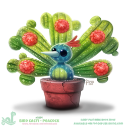 cryptid-creations:  Daily Paint 1814# Bird Cacti - Peacock Daily