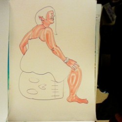 Drawing of @LeatherPixie that i started at Dr. Sketchy’s