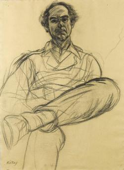 R.B. Kitaj (1932-2007), Portrait of Philip Roth. Charcoal on