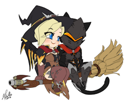 goldhardt:  A witch and her cat(genji’s cat look inspired by