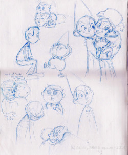 imaginashon:  sketches… one page of them, half of which are