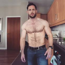 greenmountainmanworld:  Hubby in the kitchen after cleaning up