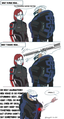 dangoblr:  And that’s how Garrus’s romance started.Since