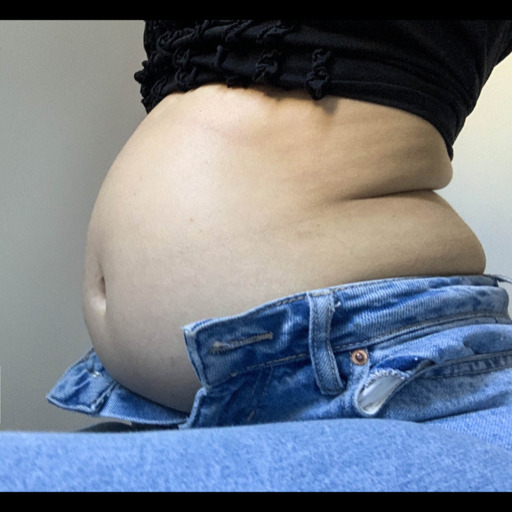stuffingbelly:This is probably my biggest belly ever. Today I