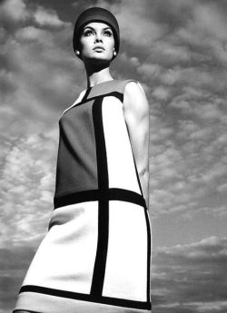   Jean Shrimpton in a Mondrian dress by Yves Saint Laurent, 1965