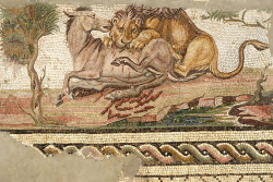 fishstickmonkey:  Lion Attacking an Onager, A.D. 150-200, Hadrumetum,