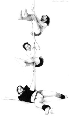 shuploc:  Pole dancing w/ friends! (Markiplier and GameGrumps)    Black colored pencil - 6 hours    Watch the video &gt;here&lt;    [Click for high res]