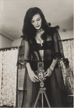 blueblackdream:  Bunny Yeager, Self-portrait in Black Lace with