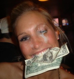 filthandperversion:  The 3$ slut… She’s so happy with her