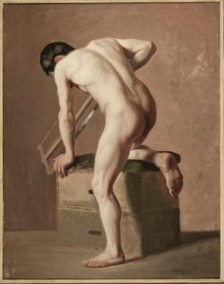 Isodoro Loranzo (spanish, born 1826), male nude sawing, 1852
