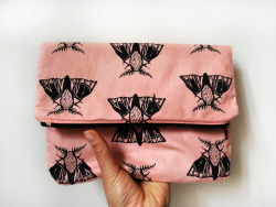 manacrystals:  fold-over moth print clutch  