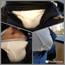 builtthick:  Desk shots of my tighty whities.  Hot