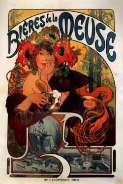 artist-mucha:  Beer of the Meuse, 1897, Alphonse MuchaSize: 154.5x104.5 cmMedium: lithography