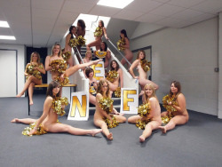 nakedenfcaptions:After the cheerleaders lost the bet, they had